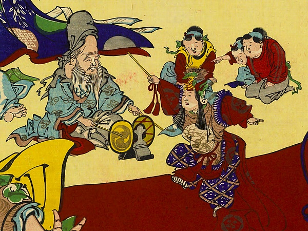 河鍋暁翠,七福神辰年図,福禄寿