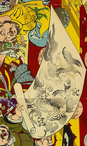 河鍋暁翠,七福神辰年図