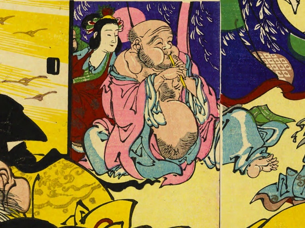 河鍋暁翠,七福神辰年図,布袋尊,吉祥天,毘沙門天